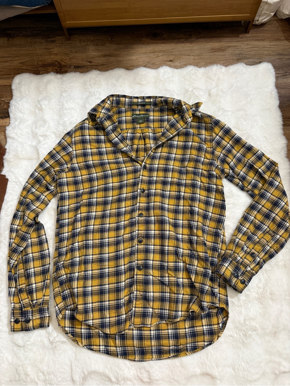 Eddie Bauer Men’s Plaid Flannel Shirt M Tall 100% Cotton